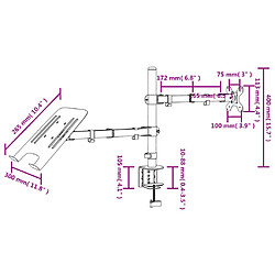 vidaXL Support de moniteur noir acier VESA 75/100 mm pas cher