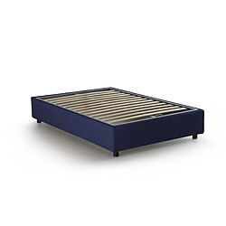 Acheter Autrement Talamo Italia Silvia lit queen size avec conteneur, Made in Italy, en tissu amovible, 120x190 cm, avec ouverture frontale, Bleu, avec matelas inclus.