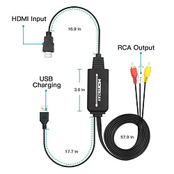 Universal Adaptateur HDMI 1080p pour câble audio/vidéo AV 3 RCA pour DVD HD PS4 pour TV