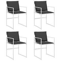 vidaXL Chaises de jardin avec coussins lot de 4 blanc acier/textilène