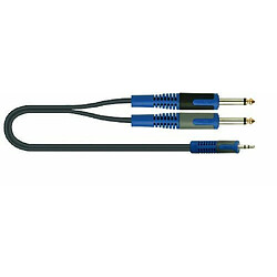 Roksolid Câble audio 2 prises Jack mâles mono 6,3 mm vers 1 prise Jack stéréo 3,5 mm Longueur 2 m