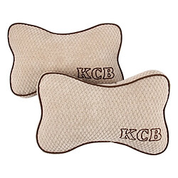 Wewoo 2 PCS KCB Voiture Auto Saison Universelle Coton Cou De Repos Coussin En Cuir Tête Oreiller Tapis