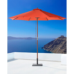 Beliani Parasol de jardin en bois avec toile rouge d 270 cm TOSCANA