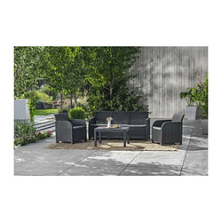 ALLIBERT by KETER - Salon de jardin SanRemo 5 places et table basse - imitation rotin tresse - gris graphite