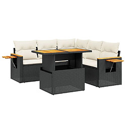 vidaXL Salon de jardin 6 pcs avec coussins noir résine tressée