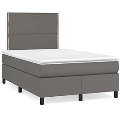 vidaXL Sommier à lattes de lit avec matelas Gris 120x200 cm Similicuir