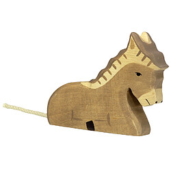 Figurine en bois Holztiger : Animaux de la Ferme : Âne allongé