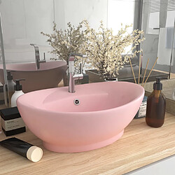 vidaXL Lavabo ovale de luxe à trop-plein Rose mat 58,5x39 cm Céramique