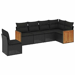 Maison Chic Salon de jardin 6 pcs avec coussins | Ensemble de Table et chaises | Mobilier d'Extérieur noir résine tressée -GKD45438