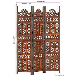 vidaXL Cloison de séparation 3 panneaux Marron 120x165cm Bois manguier pas cher