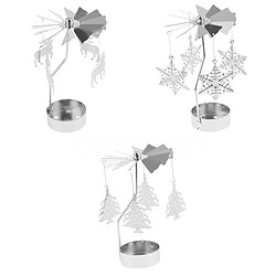 ensemble 3pcs noël décor de noël tournant bougie bougie chauffe-plat