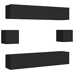 Maison Chic Ensemble de meubles TV 6 pcs | Banc TV Moderne pour salon | Meuble de Rangement - Noir Aggloméré -MN14103