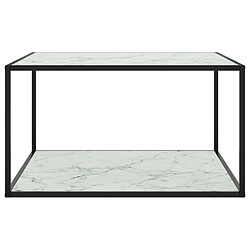 Maison Chic Table basse,Table Console Table d'appoint, Table pour salon Noir avec verre marbre blanc 90x90x50 cm -MN17054