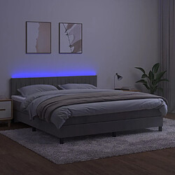 Avis vidaXL Sommier à lattes de lit avec matelas LED Gris clair 160x200 cm