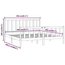 vidaXL Cadre de lit sans matelas marron miel 200x200 cm bois massif pas cher