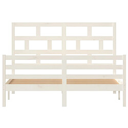 Avis vidaXL Cadre de lit sans matelas blanc bois de pin massif