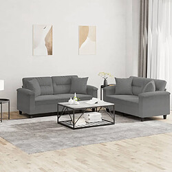 Maison Chic Ensemble de canapés 2 pcs coussins, Canapé droit Sofa pour Salon Gris foncé Tissu microfibre -GKD174250