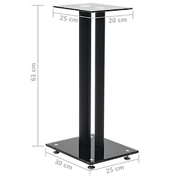 vidaXL Support haut-parleur 2pc Verre trempé Design 2 colonnes Noir pas cher