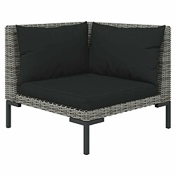 Maison Chic Salon de jardin 7 pcs + coussins - Mobilier/Meubles de jardin - Table et chaises d'extérieur Résine tressée Gris foncé -MN80157 pas cher