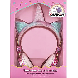 GUPBOO Casque QMEOW filaire dans une jolie boîte de licorne casque stéréo avec micro pour filles et filles casque d'ordinateur