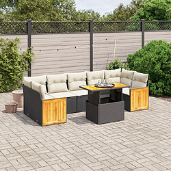 Maison Chic Ensemble Tables et chaises d'extérieur 8 pcs avec coussins,Salon de jardin noir résine tressée -GKD381919