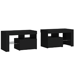 Avis Maison Chic Lot de 2 Tables de chevet - Tables de Nuit et lumières LED Noir 70x36,5x40 cm