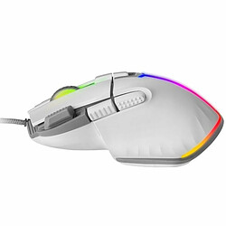 Souris Gaming Mars Gaming MM-XT - Éclairage RGB - Capteur A825PRO 12800 DPI - 9 Boutons HUANO - Câble Paracord Plume - Compatible Multiplateforme - Couleur Blanc pas cher