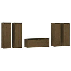 vidaXL Meubles TV 5 pcs Marron miel Bois massif de pin