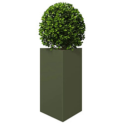 Avis vidaXL Jardinières 2 pcs vert olive triangulaire 50x43x75 cm acier