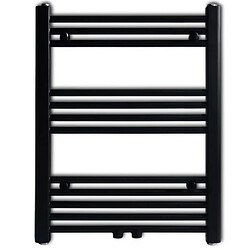 vidaXL Sèche-serviettes eau chaude à rails droits noir 600x764 mm