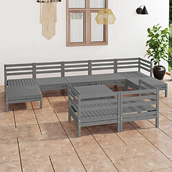 Maison Chic Salon de jardin 10 pcs - Table et chaises d'extérieur - Mobilier/Meubles de jardin Moderne Gris Bois de pin massif -MN58632