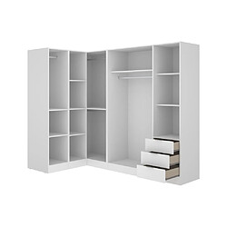 Avis Vente-Unique Armoire d'angle 6 portes et 3 tiroirs - L213 cm - Blanc - LISTOWEL