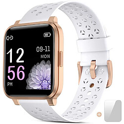 Chrono Montre Connectée Femmes,Montre Intelligente Homme,Bracelet Intelligent avec Calorie Counter Smartwatch Moniteur de Sommeil Fitness Tracker avec Fréquence Cardiaque Moniteur Contrôle de la Musique(Blanc)