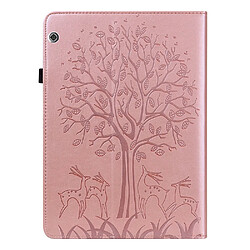 Etui en PU motif cerf et arbre avec support or rose pour votre Huawei MediaPad T5 10.1