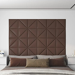 vidaXL Panneaux muraux 12 pcs Marron 30x30 cm Similicuir 0,54 m²