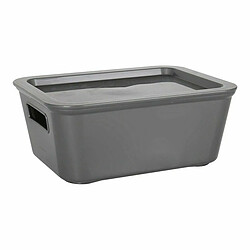 BigBuy Home Boîte de rangement avec couvercle Bella Anthracite 17,9 x 13,9 x 7,2 cm (12 Unités) (18 x 14 x 7 cm)