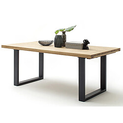 Pegane Table à manger extensible en chêne sauvage massif huilé / anthracite - L.180-280 x H.77 x P.100 cm