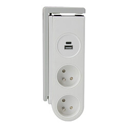 Bloc multiprise Gekko clipsable - 2 prises + 2 ports USB - blanc - Otio