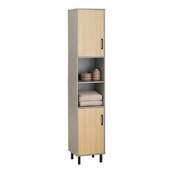 SoBuy BZR131-NG Meuble Colonne de Salle de Bain, Armoire Haute, Meuble Salle de Bain Colonne Rangement Placard