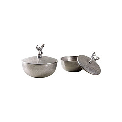 Aubry Gaspard Boites rondes cerfs en aluminium (Lot de 2).