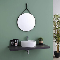 Avis Kiamami Valentina MIROIR DE SALLE DE BAINS DESIGN ET ROND AVEC CADRE EN CUIR NOIR