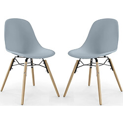 ICONIK INTERIOR Chaise de Salle à Manger - Design Scandinave - Pieds en Bois - Lot de 2 - Skögur Gris clair