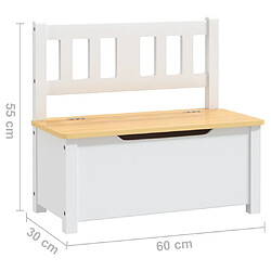 vidaXL Banc de rangement pour enfants Blanc et beige 60x30x55 cm MDF pas cher