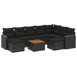 Maison Chic Salon de jardin 10 pcs avec coussins, Ensemble Tables et chaises d'extérieur noir résine tressée -GKD742648