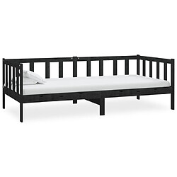 vidaXL Lit de jour sans matelas noir bois de pin massif 90x200 cm