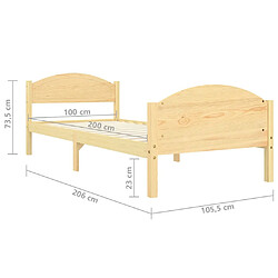 vidaXL Cadre de lit sans matelas bois massif de pin 100x200 cm pas cher