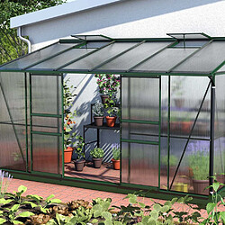 Vitavia Serre de jardin en polycarbonate 4 mm et aluminium vert emeraude avec embase Ida 201. x 386.50 x 220.80 cm.