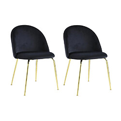 Vente-Unique Lot de 2 chaises - Velours et acier inoxydable doré - Noir - MELBOURNE pas cher