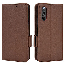 Etui en PU texture litchi marron pour votre Sony Xperia 10 III 5G/Xperia 10 III Lite