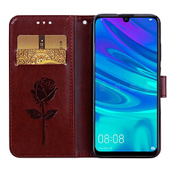 Wewoo Housse Coque Étui en cuir PU à rabat horizontal relief rose pour Huawei P Smart 2019avec support et fentes cartes et portefeuille marron pas cher